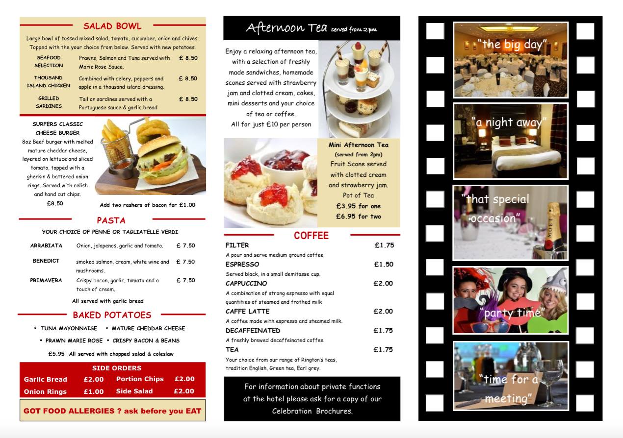 The Best Western Sea Hotel South Shields NE33 1LD Bar Menu 2