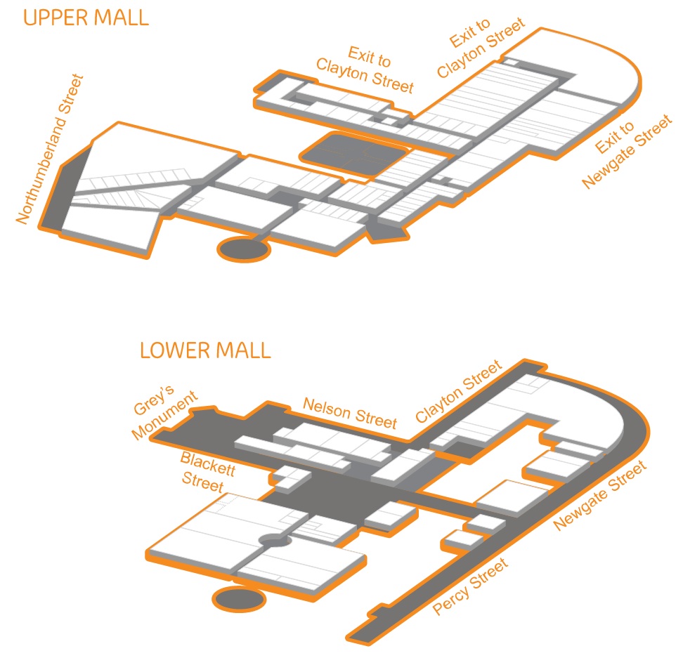 Eldon Square Shopping Centre Newcastle Upon Tyne NE1 7JB Entrances Map