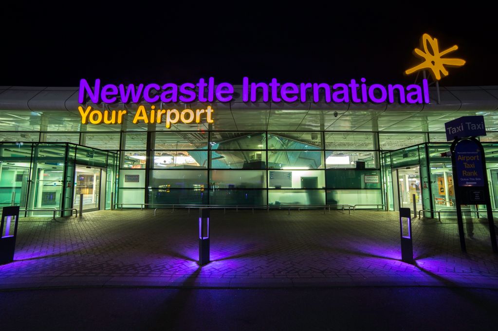 Newcastle Airport NE13 8BZ Exterior At Night