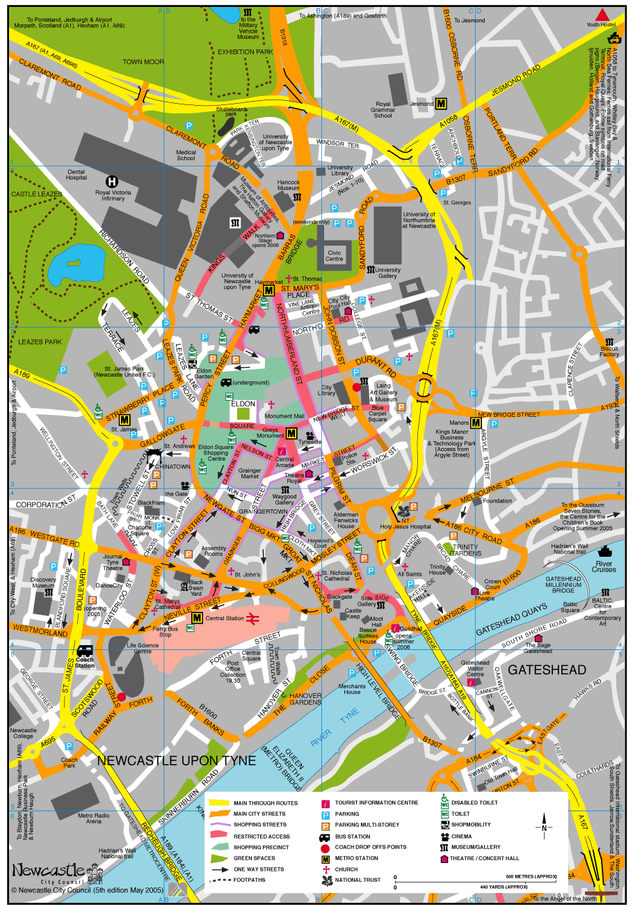 Newcastle upon Tyne City Centre Map Newcastle upon Tyne City Centre Map