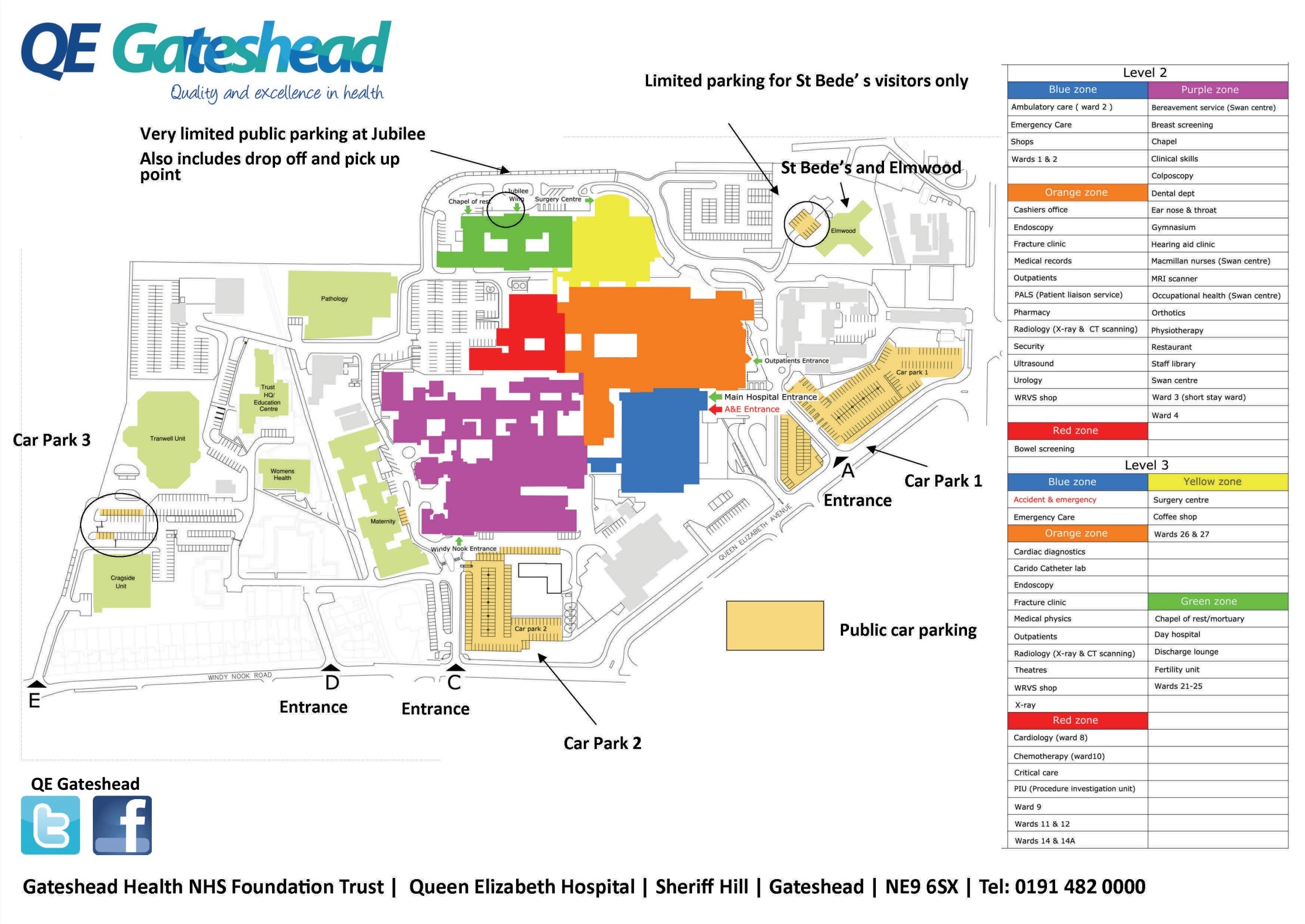 NHS Queen Elizabeth Hospital Gateshead NE9 6SX Car Park Parking Map NHS Queen Elizabeth Hospital Gateshead NE9 6SX Car Park Parking Map