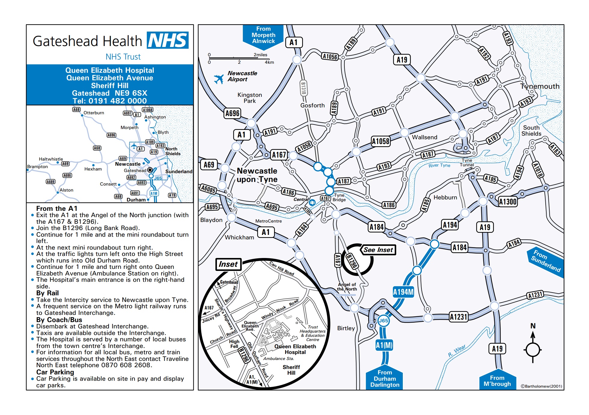 NHS Queen Elizabeth Hospital Gateshead NE9 6SX Driving Map NHS Queen Elizabeth Hospital Gateshead NE9 6SX Driving Map