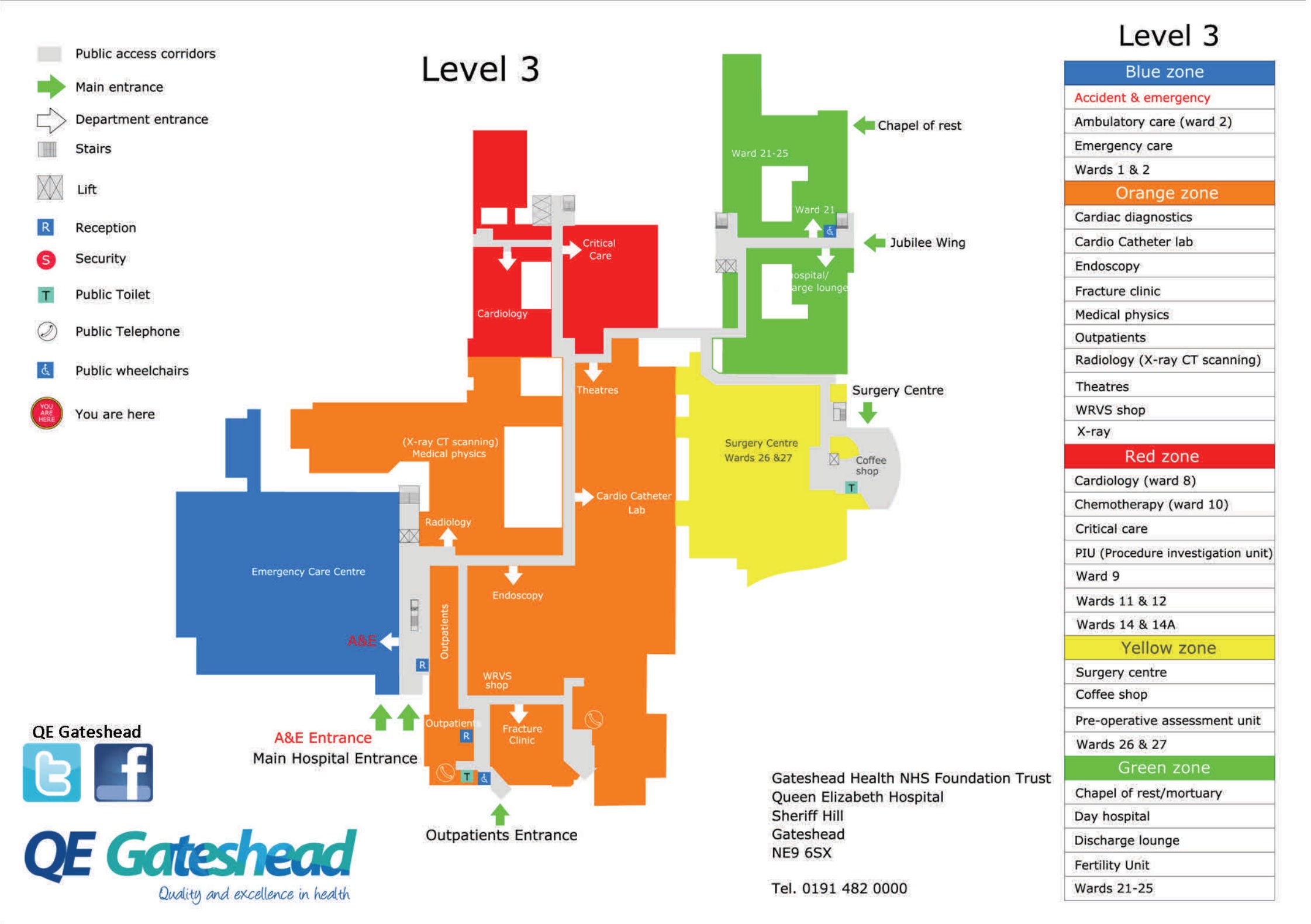 NHS Queen Elizabeth Hospital Gateshead NE9 6SX Level Three Map NHS Queen Elizabeth Hospital Gateshead NE9 6SX Level Three Map