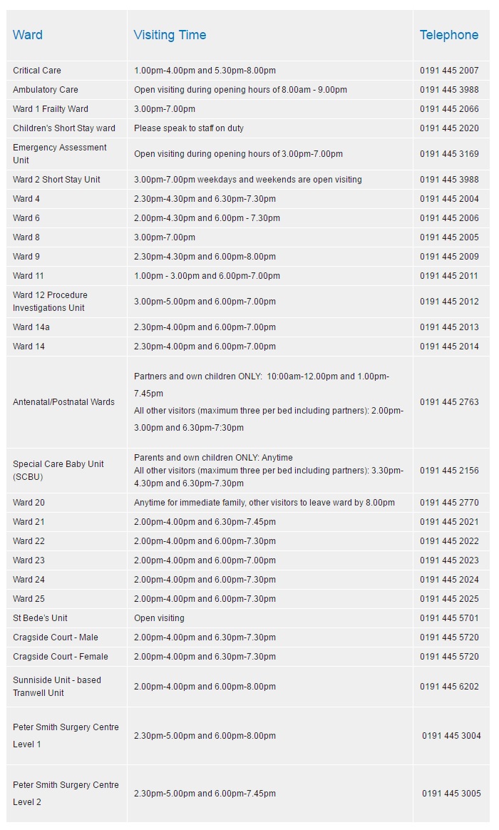 NHS Queen Elizabeth Hospital Gateshead NE9 6SX Visiting Hours NHS Queen Elizabeth Hospital Gateshead NE9 6SX Visiting Hours
