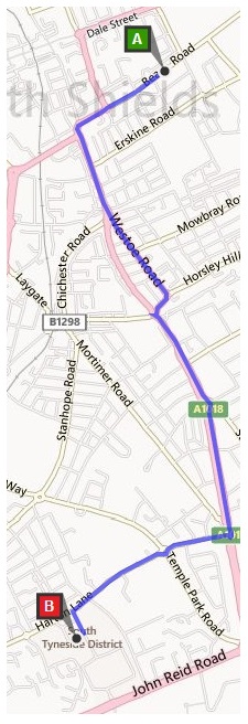 Annie's Guest House to NHS South Tyneside District Hospital NE34 0PL