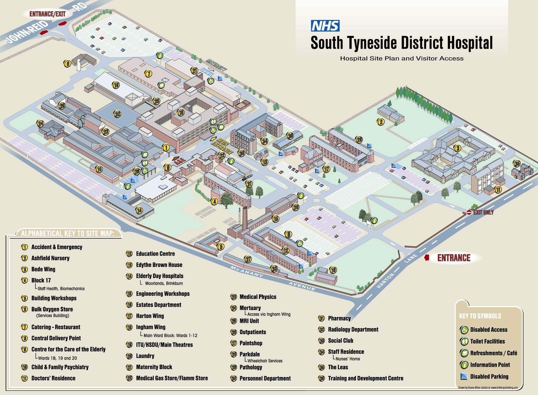 Map Showing Our BandB and NHS South Tyneside Sites