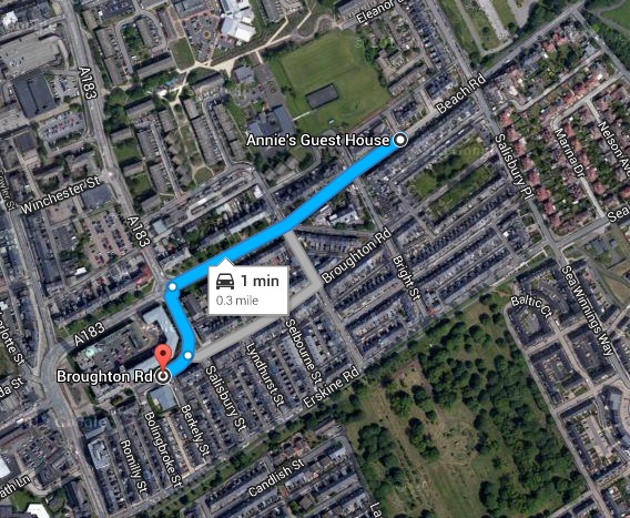 Map From Our Bed And Breakfast Accommodation To South Tyneside Register Office 10 Broughton Road South Shields NE33 2RN Map From Our Bed And Breakfast Accommodation To South Tyneside Register Office 10 Broughton Road South Shields NE33 2RN